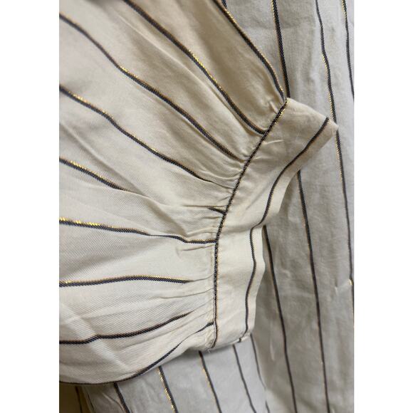 Old Navy Women Top Blouse Size XL Extra Large Ivory Stripe Long Sleeve NWT New - Picture 4 of 9